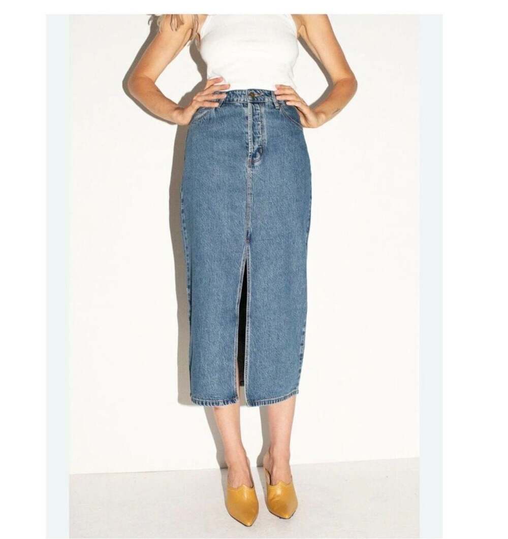 Rolla's Chicago 90s Denim Midi Skirt in Vintage Blue 28